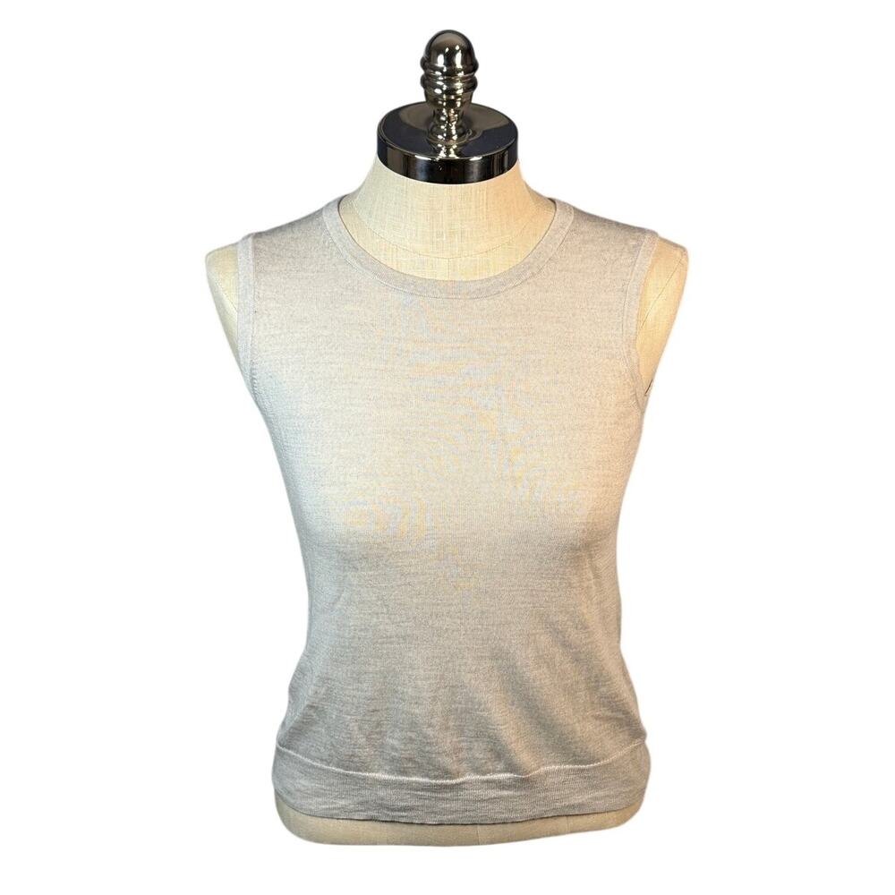 Brooks Brothers Size M 100% Merino Wool Vest Grey Knit Sweater Women